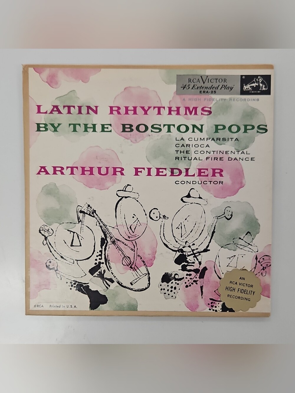 Rare Vintage 1952 45 Rpm Andy Warhol Cover Art for Latin Rythms By Boston Pops